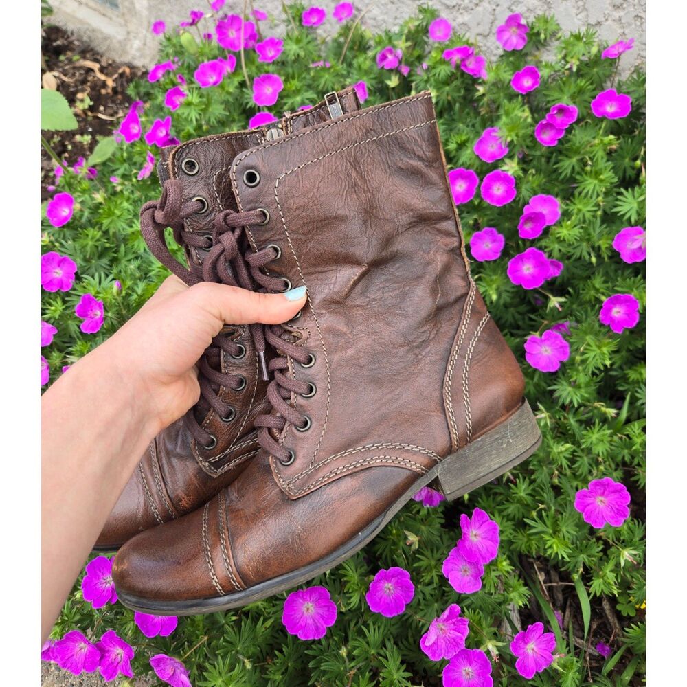 Women's Steve Madden Leather Lace Up Riding High Boots Size 10
